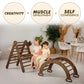 3in1 Montessori Climbing Set: Triangle Ladder + Wooden Arch + Slide Board – Chocolate NEW