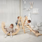 4in1 Montessori Climbing Set: Triangle Ladder + Climbing Arch + Slide Board + Cushion Beige