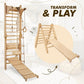 4in1 Wooden Swedish Wall / Climbing ladder for Children + Swing Set + Slide Board + Art Add-on