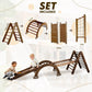 5in1 Montessori Climbing Set: Triangle Ladder + Arch/Rocker + Slide Board/Ramp + Net + Cushion – Chocolate