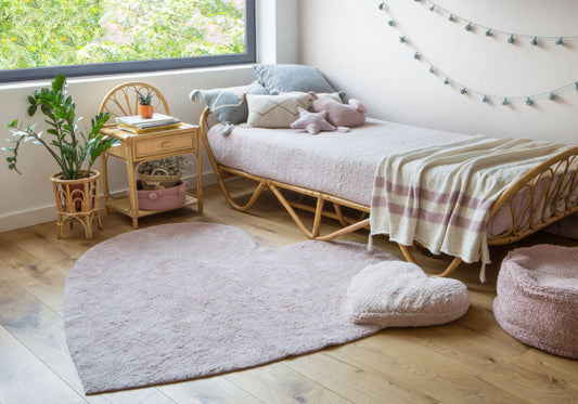 Washable Double Heart Rug - Pink