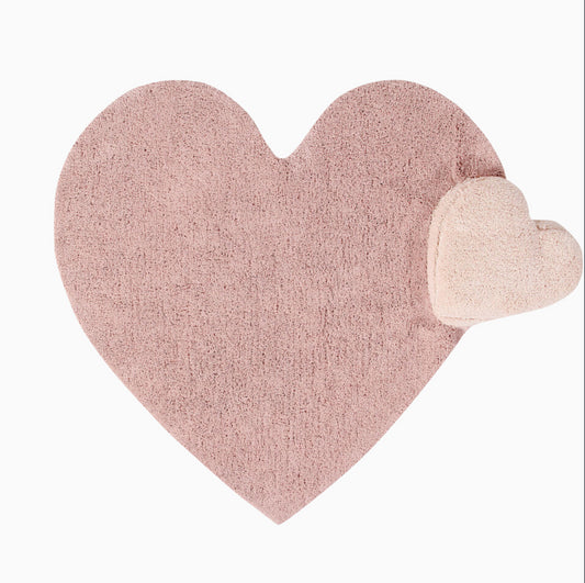 Washable Double Heart Rug - Pink