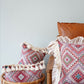 "Pink boho style" Pillow with Fringe