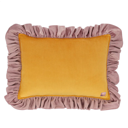 "Orange soda" Soft Velvet Pillow with Frill