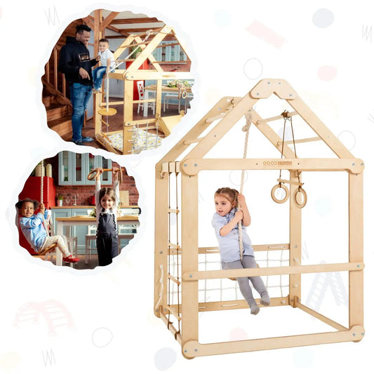 Indoor Wooden Playhouse with Swings