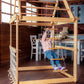 Indoor Wooden Playhouse with Swings and Slide Board