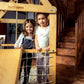 Indoor Wooden Playhouse with Triangle ladder, Slide Board and Swings