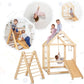 Indoor Wooden Playhouse with Triangle ladder, Slide Board and Swings