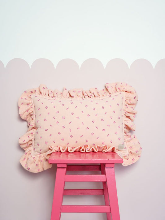 "Pink forget-me-not" Muslin Pillow with Frill