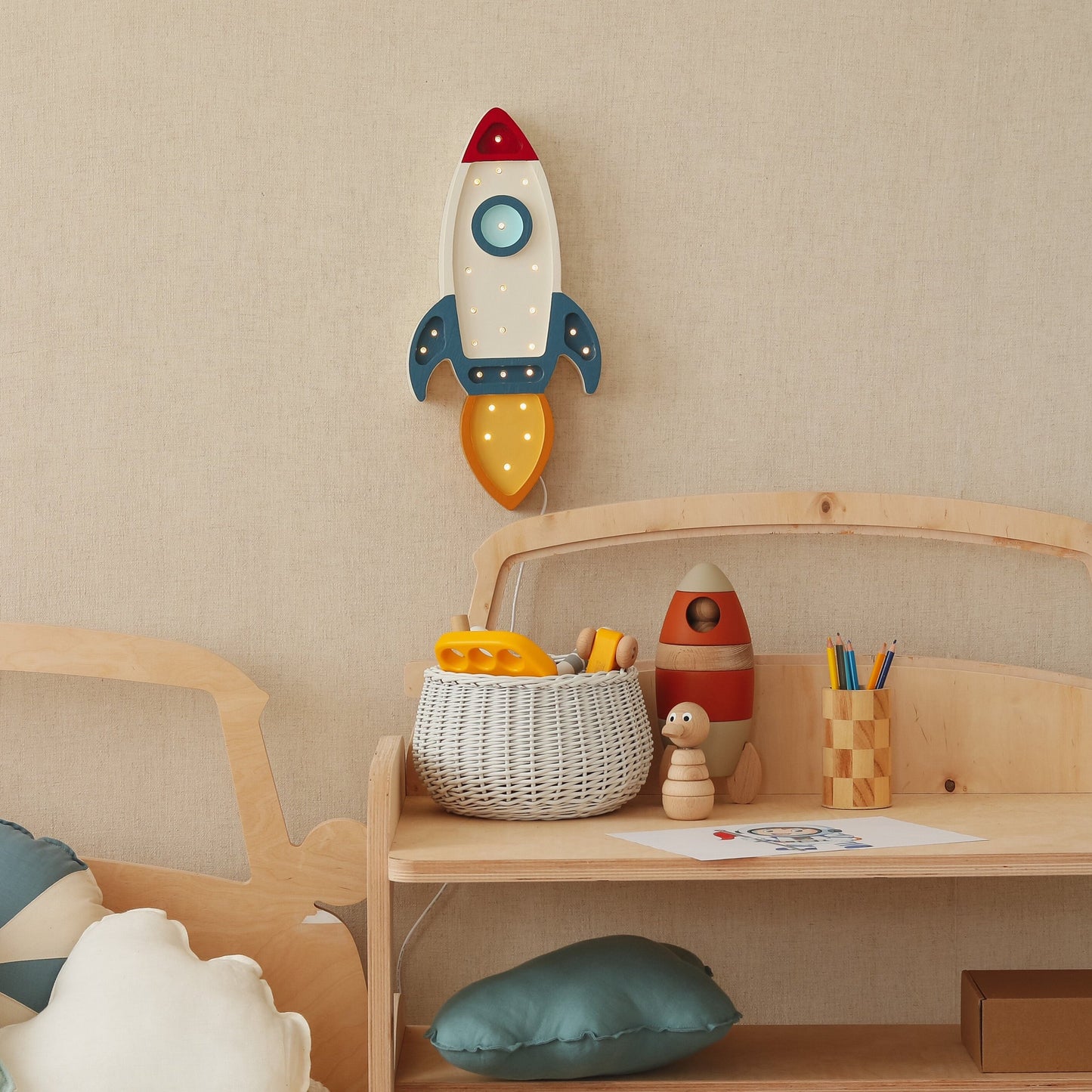 Rocket Ship Lamp (multiple colors)