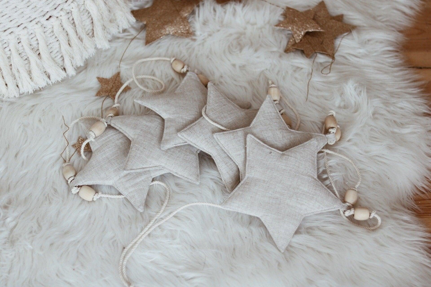 Linen “Star Dust” Garland with Sand Stars