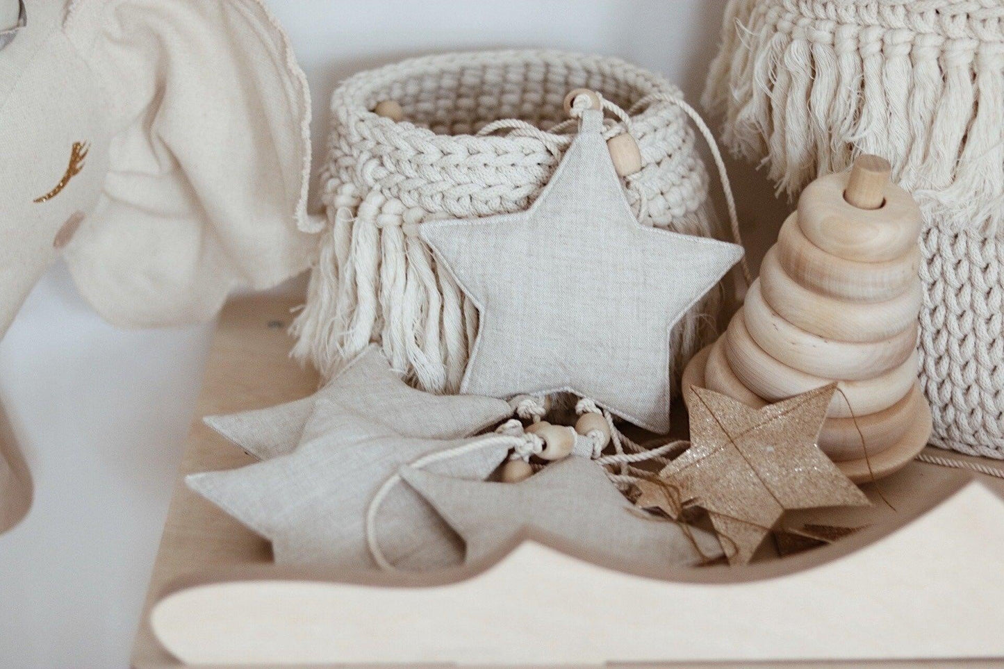 Linen “Star Dust” Garland with Sand Stars