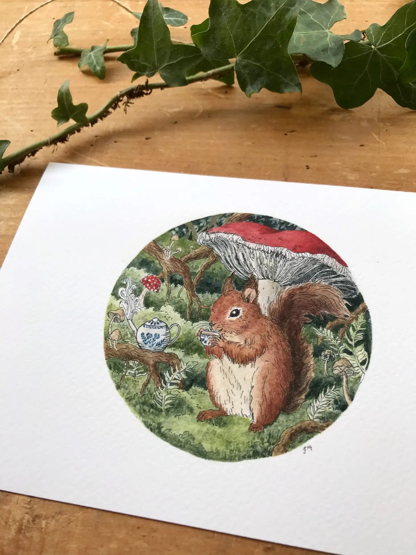 Squirrel and Red Mushroom Giclée Print