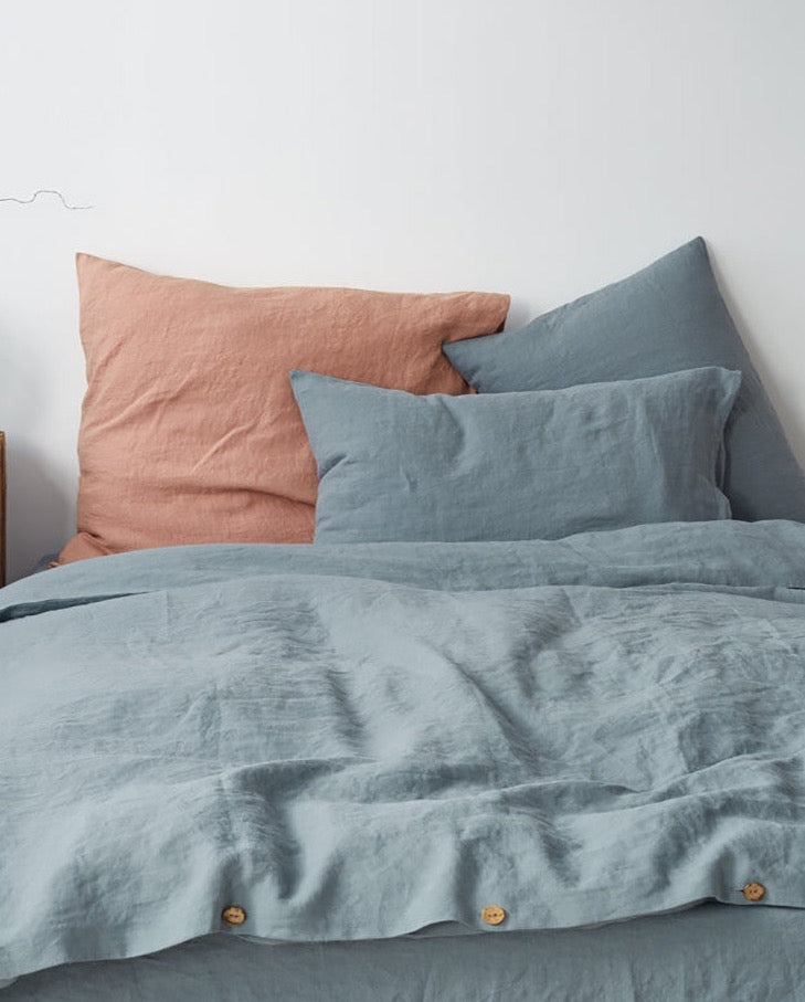 Blue Fog Linen Duvet Cover Set