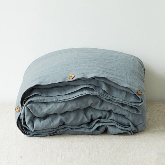 Blue Fog Linen Duvet Cover Set