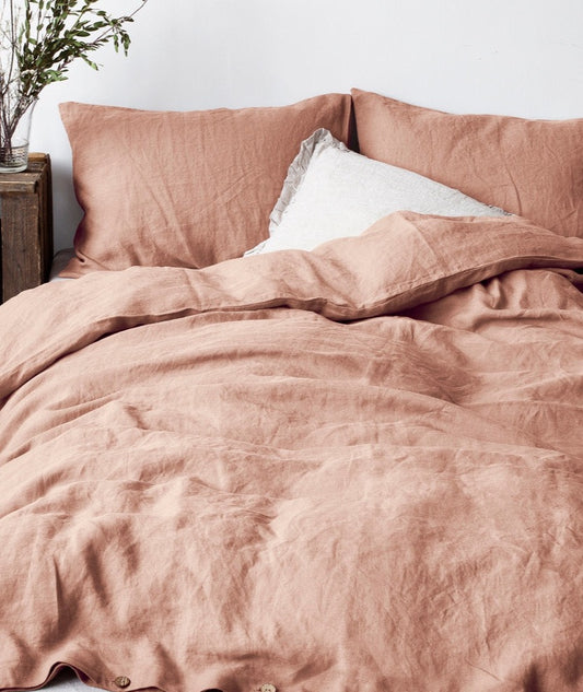 Terracotta Linen Duvet Cover Set