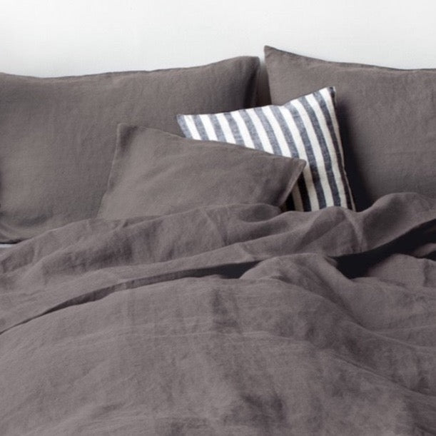 Dark Grey Linen Duvet Cover Set