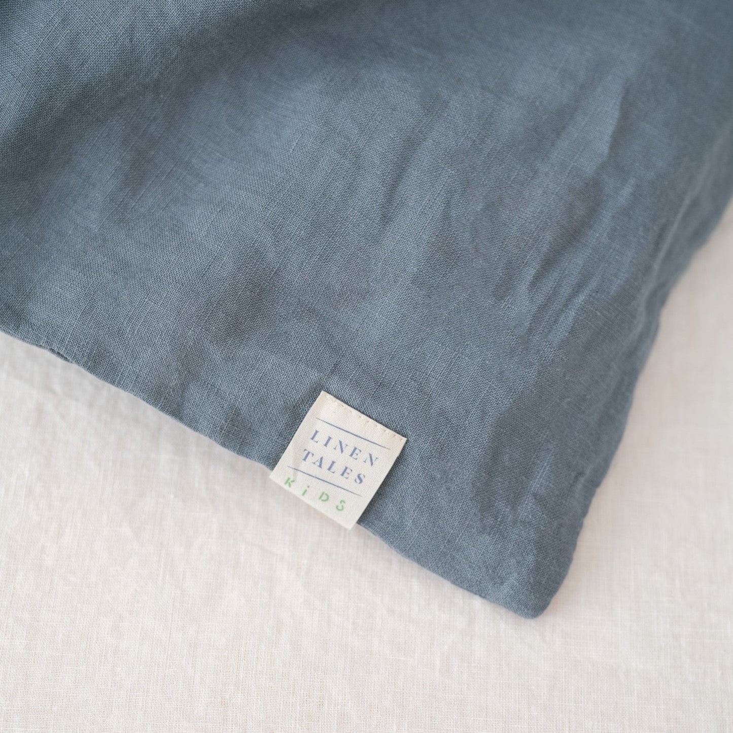 Fog Blue Toddler Linen Duvet Cover Set