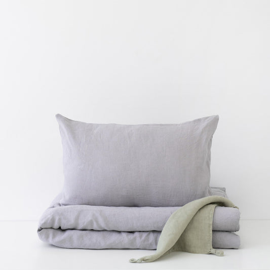 Light Grey Linen Duvet Cover Set