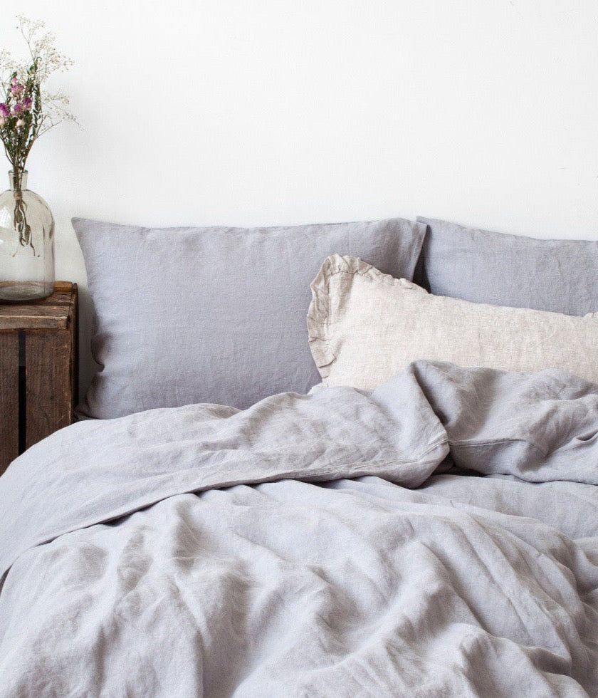 Light Grey Linen Duvet Cover Set