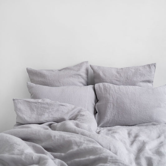 Light Grey Linen Duvet Cover Set