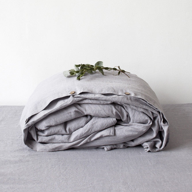 Light Grey Linen Duvet Cover Set