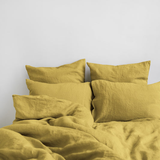 Lemon Curry Linen Duvet Cover Set