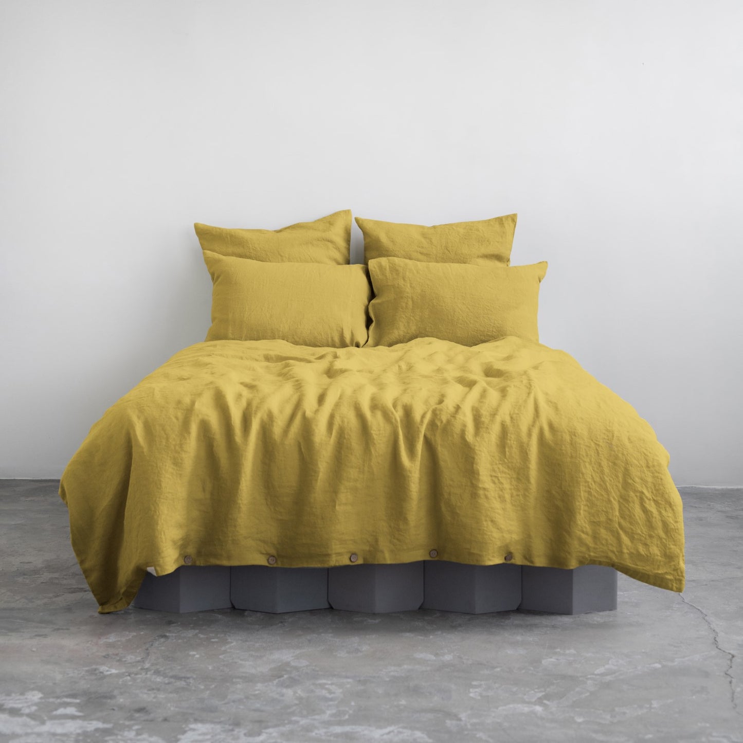 Lemon Curry Linen Duvet Cover Set