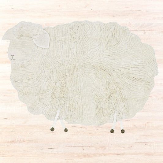 Pink-Nosed Sheep Wool Rug