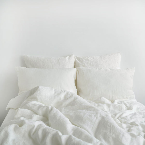 Summer White Linen Duvet Cover Set