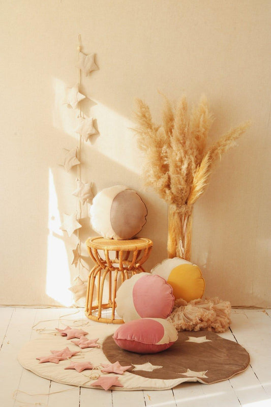 Cream Dust Velvet Garland with Stars