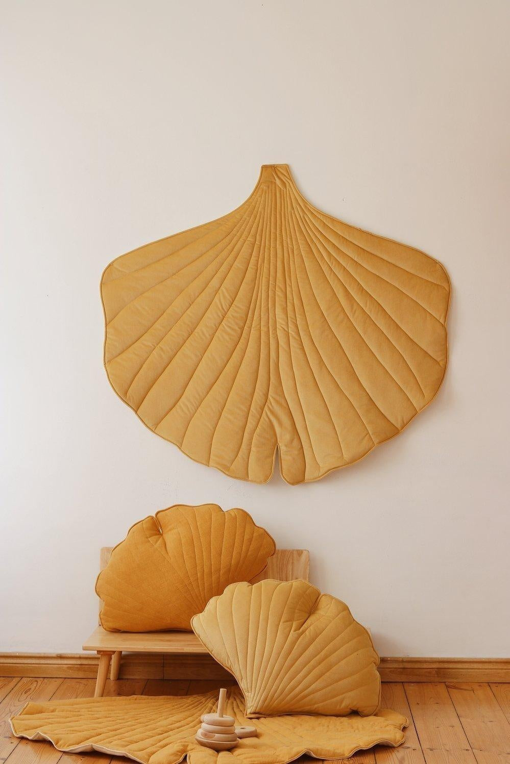 Velvet Honey Ginkgo Leaf Pillow