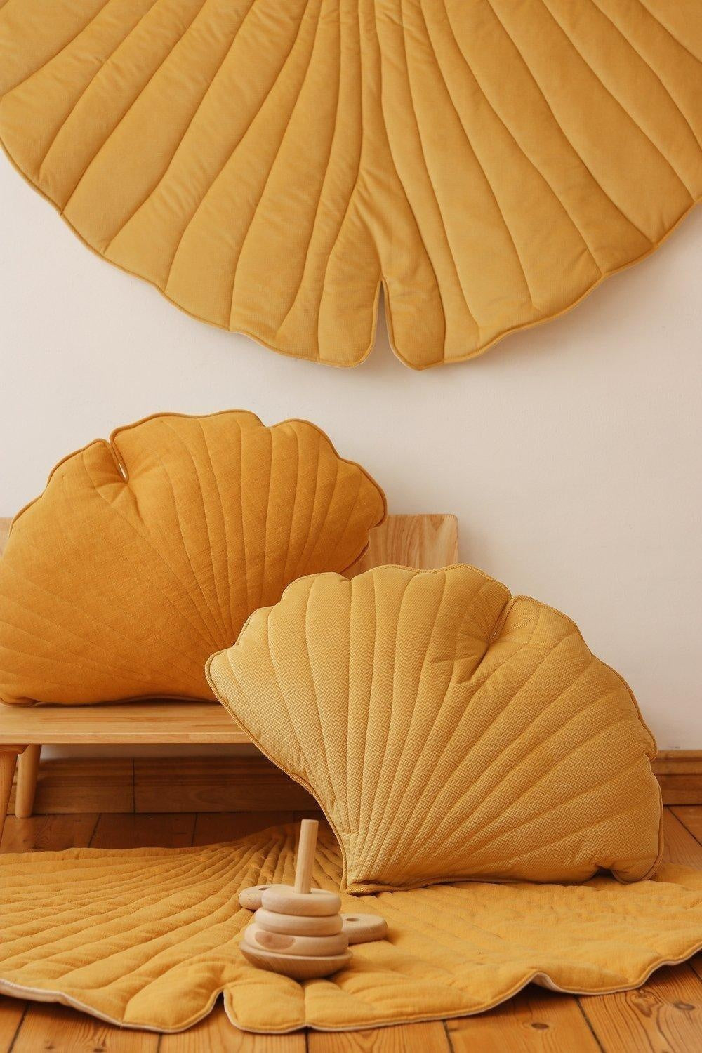 Velvet Honey Ginkgo Leaf Pillow