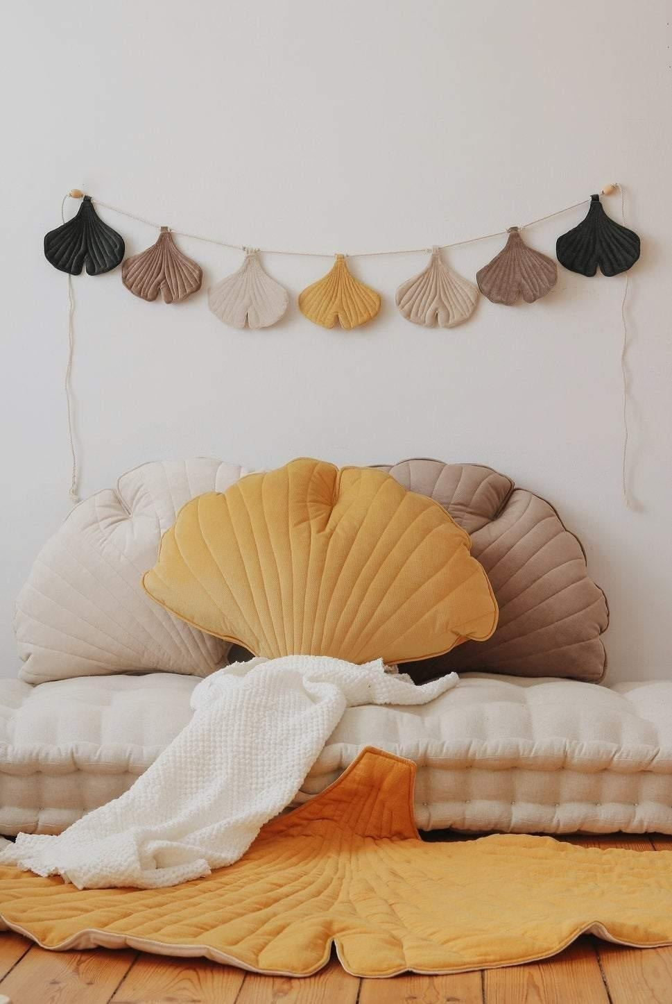 Velvet Honey Ginkgo Leaf Pillow