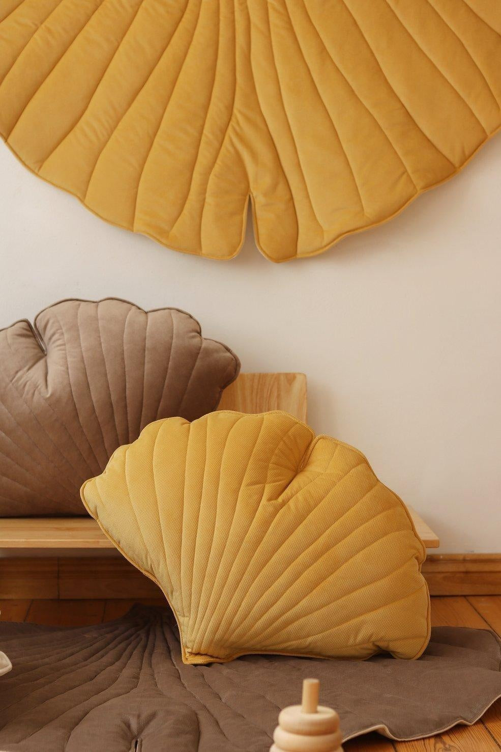 Velvet Honey Ginkgo Leaf Pillow