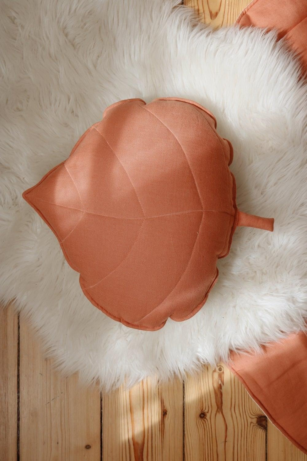 Linen “Papaya” Leaf Pillow