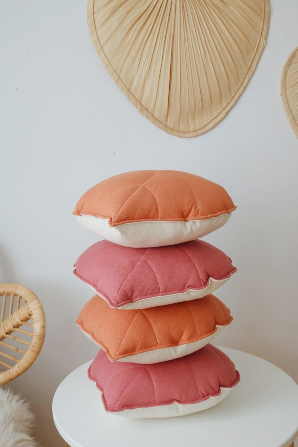 Linen “Papaya” Leaf Pillow